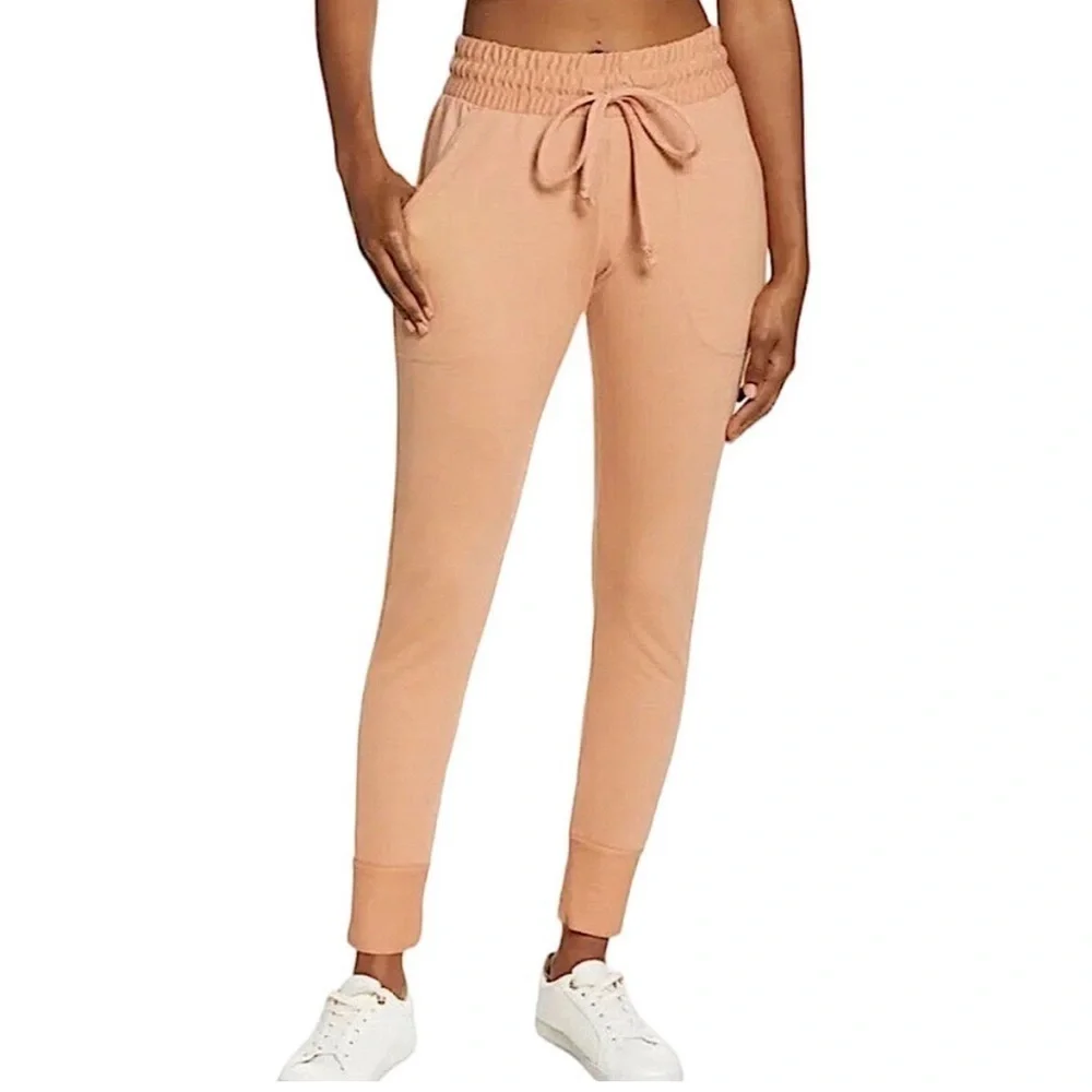 FREE PEOPLE MOVEMENT: Sunny Skinny Tie Waist Joggers Peach -Size Small - Picture 1 of 7